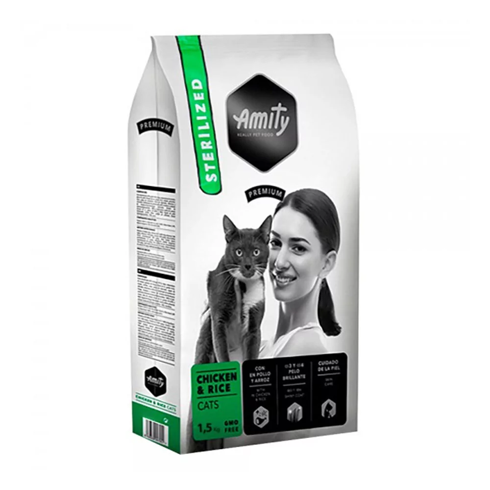 Amity Premium Pollo y Arroz para Gatos Esterilizados 1.5Kg Amity - 1 Amity Premium Pollo y Arroz para Gatos Esterilizados 1.5Kg Amity - 1