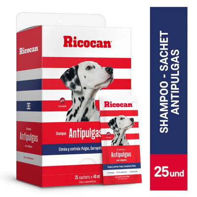 RICOCAN SHAMPOO ANTIPULGAS PARA ADULTO DISP 40ML X 25UN RICOCAN - 1