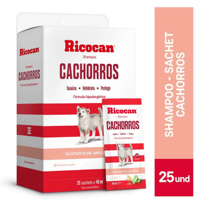 RICOCAN SHAMPOO HIPOALERGENICO PARA CACHORRO DISP 40ML X 25UN RICOCAN - 1