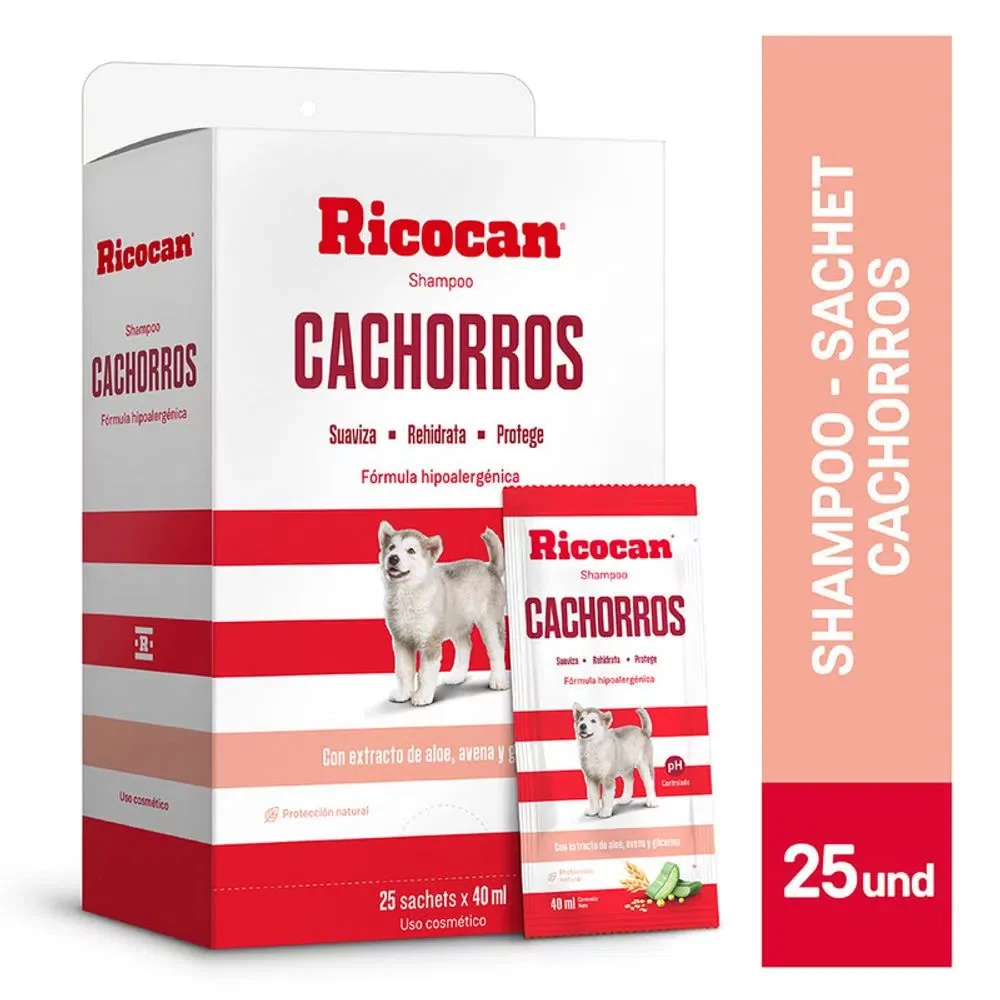 RICOCAN SHAMPOO HIPOALERGENICO PARA CACHORRO DISP 40ML X 25UN RICOCAN - 1