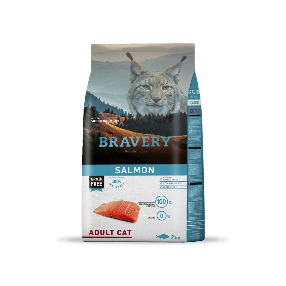 Alimento para Gatos Adultos Bravery Salmón 2 Kg Bravery - 1