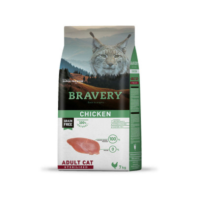 Alimento para Gatos Adultos Esterilizado Bravery Pollo 7 Kg Bravery - 1