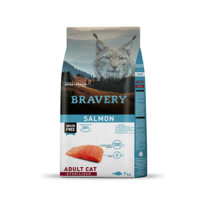 Alimento para Gatos Adultos Esterilizado Bravery Salmón 7 Kg Bravery - 1