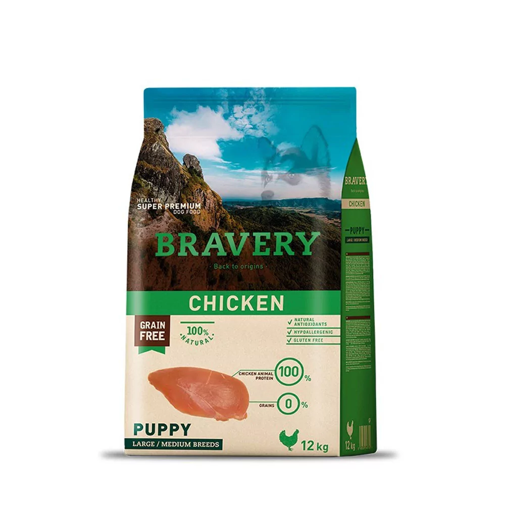 Alimento para Perros Raza Grande Puppy Bravery Pollo 12Kg Bravery - 1