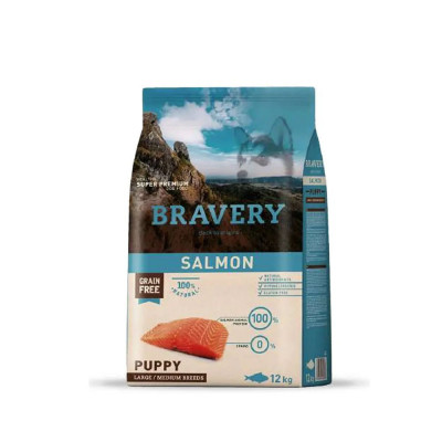 Alimento para Perros Raza Grande Puppy Bravery Salmón 12Kg Bravery - 1