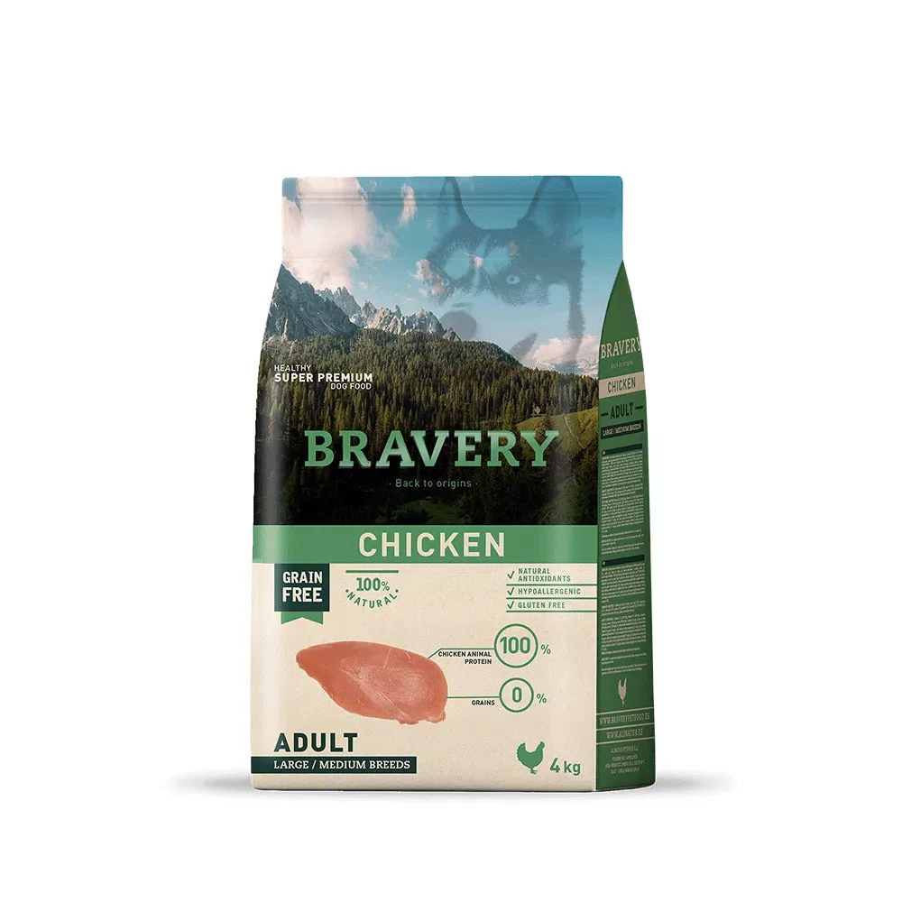 Alimento para Perros Raza Grande Adulto Bravery Pollo 4Kg Bravery - 1