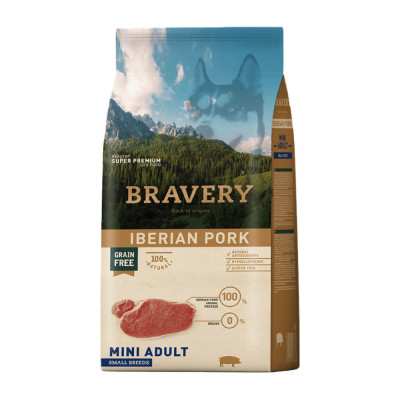 Alimento para Perros Pequeños Adulto Bravery Cerdo Ibérico 7Kg Bravery - 1