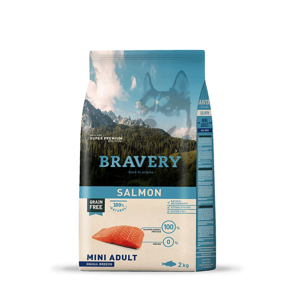 Alimento para Perros Raza Pequeña Adulto Bravery Salmón 2Kg Bravery - 1