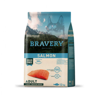 Alimento para Perros Raza Grande Adulto Bravery Salmón 12Kg Bravery - 1