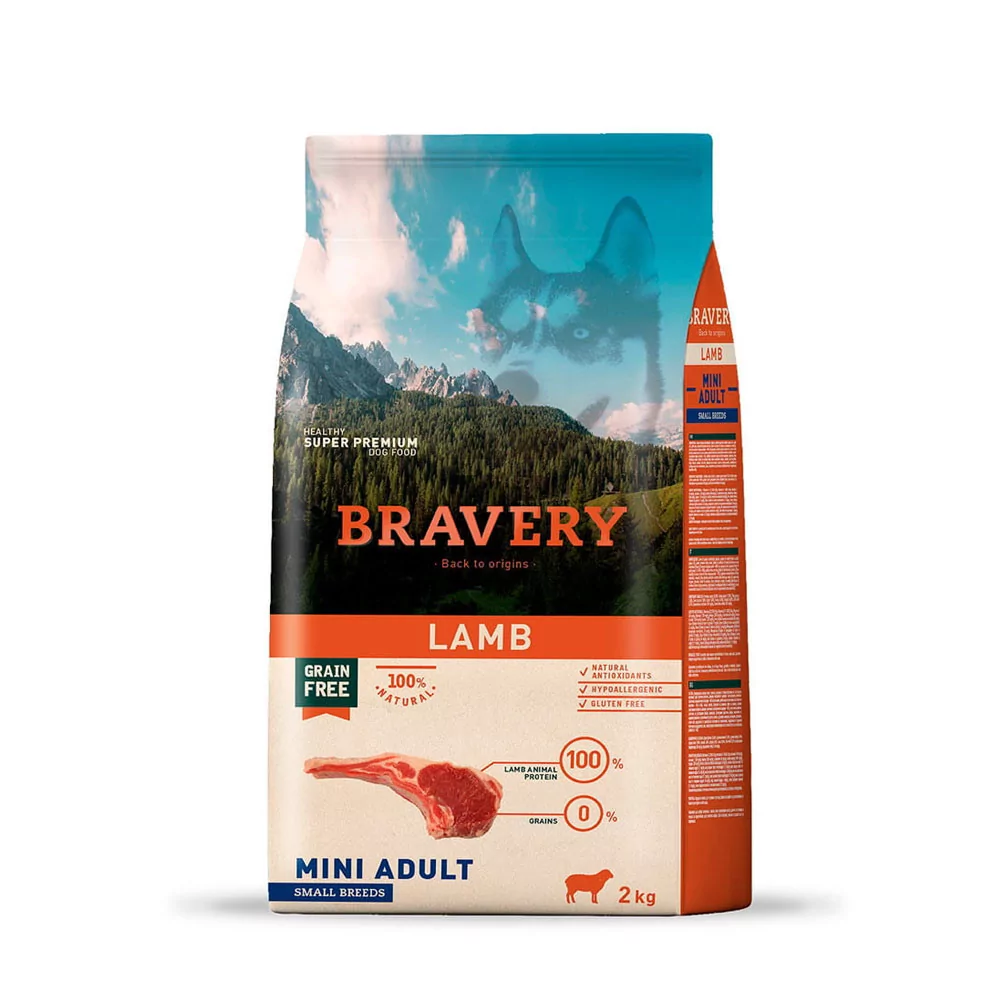 Alimento para Perros Raza Pequeña Adulto Bravery Cordero 2Kg Bravery - 1