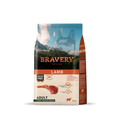 Alimento para Perros Raza Grande Adulto Bravery Cordero 4Kg Bravery - 1