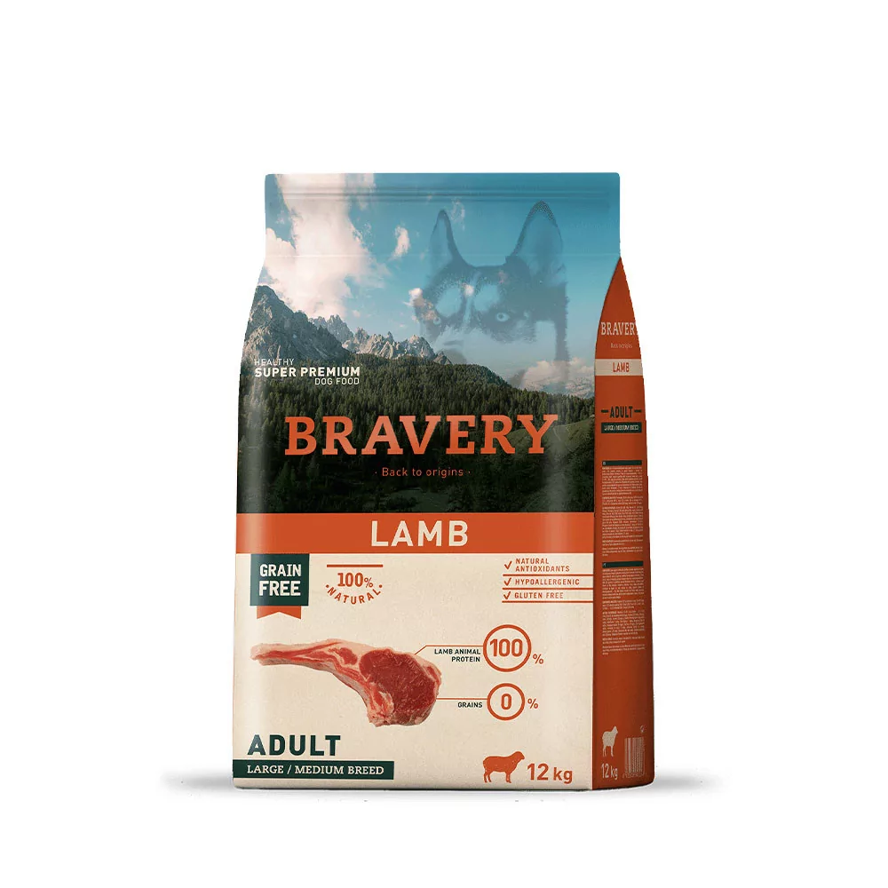 Alimento para Perros Raza Grande Adulto Bravery Cordero 12Kg Bravery - 1