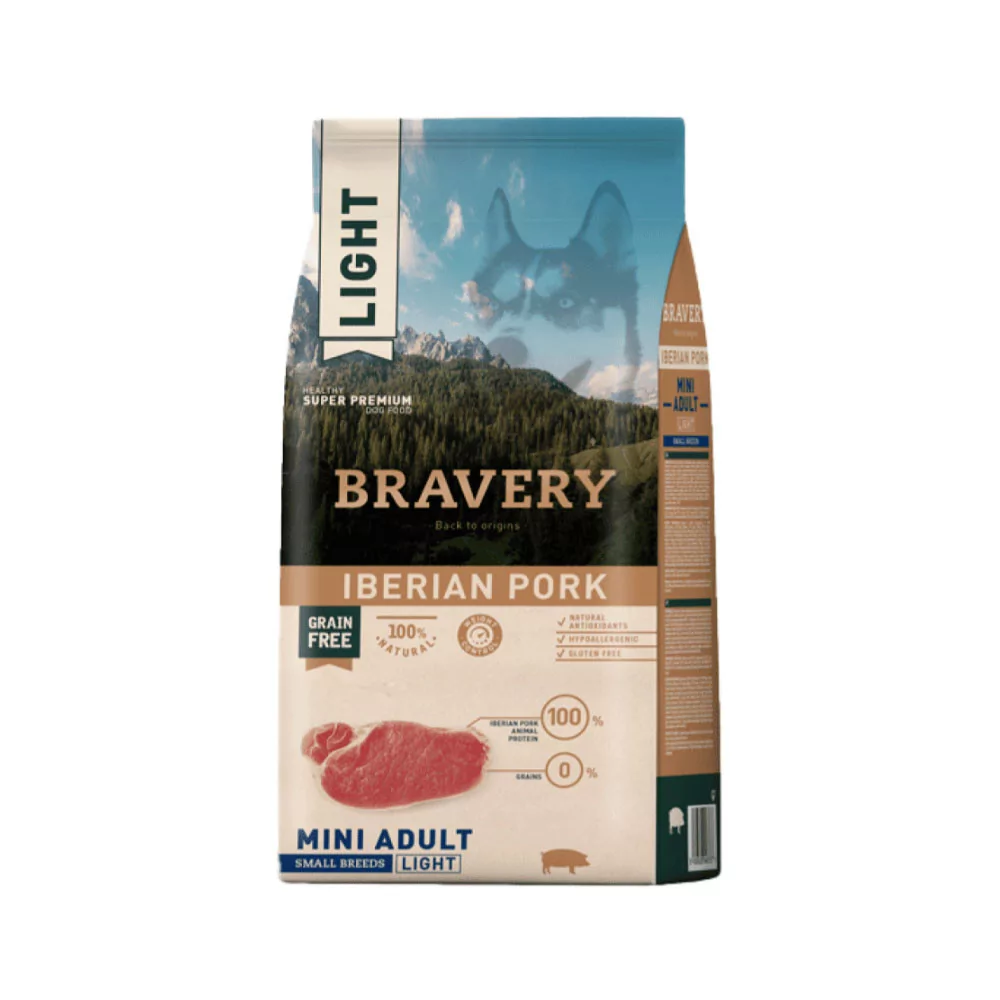 Alimento para Perros Pequeños Light Adulto Bravery Cerdo Ibérico 2Kg Bravery - 1
