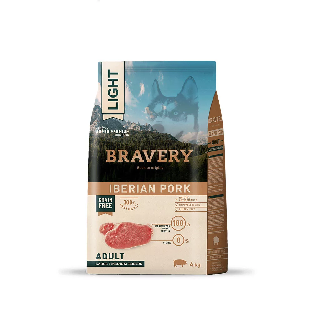 Alimento para Perros Grandes Light Adult Bravery Cerdo Ibérico 4Kg Bravery - 1