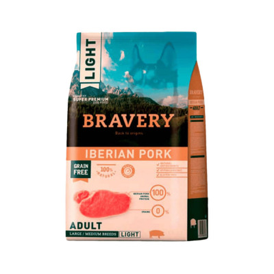 Alimento para Perros Grandes Light Adult Bravery Cerdo Ibérico 12Kg Bravery - 1