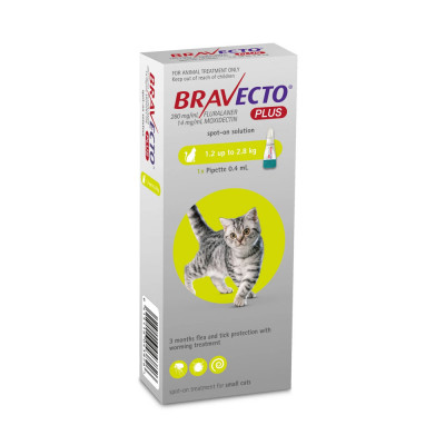 Bravecto Plus 112.5 mg Pipeta Para gatos 1.2kg - 2.8kg Bravecto - 2