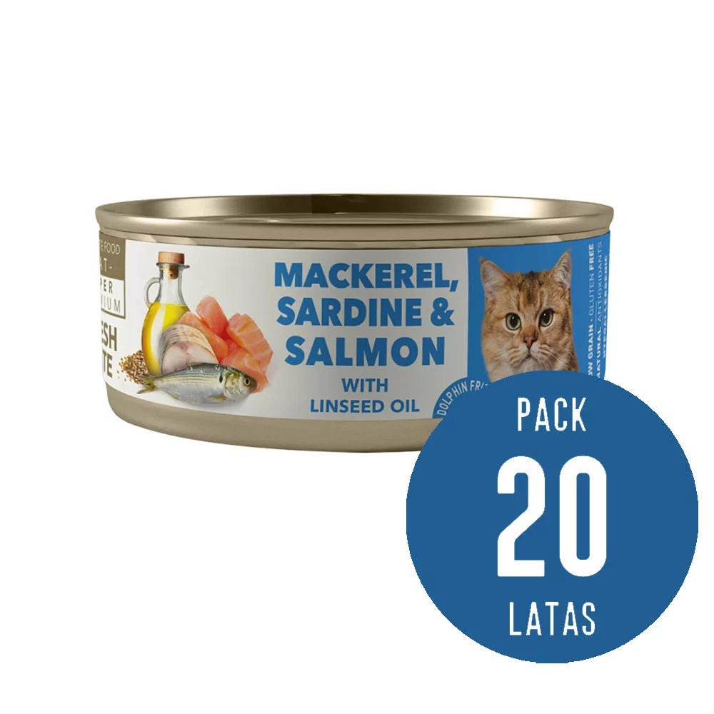 Amity Caballa Sardina y Salmón para Gatos Adultos Lata 80gr x20 und Amity - 1
