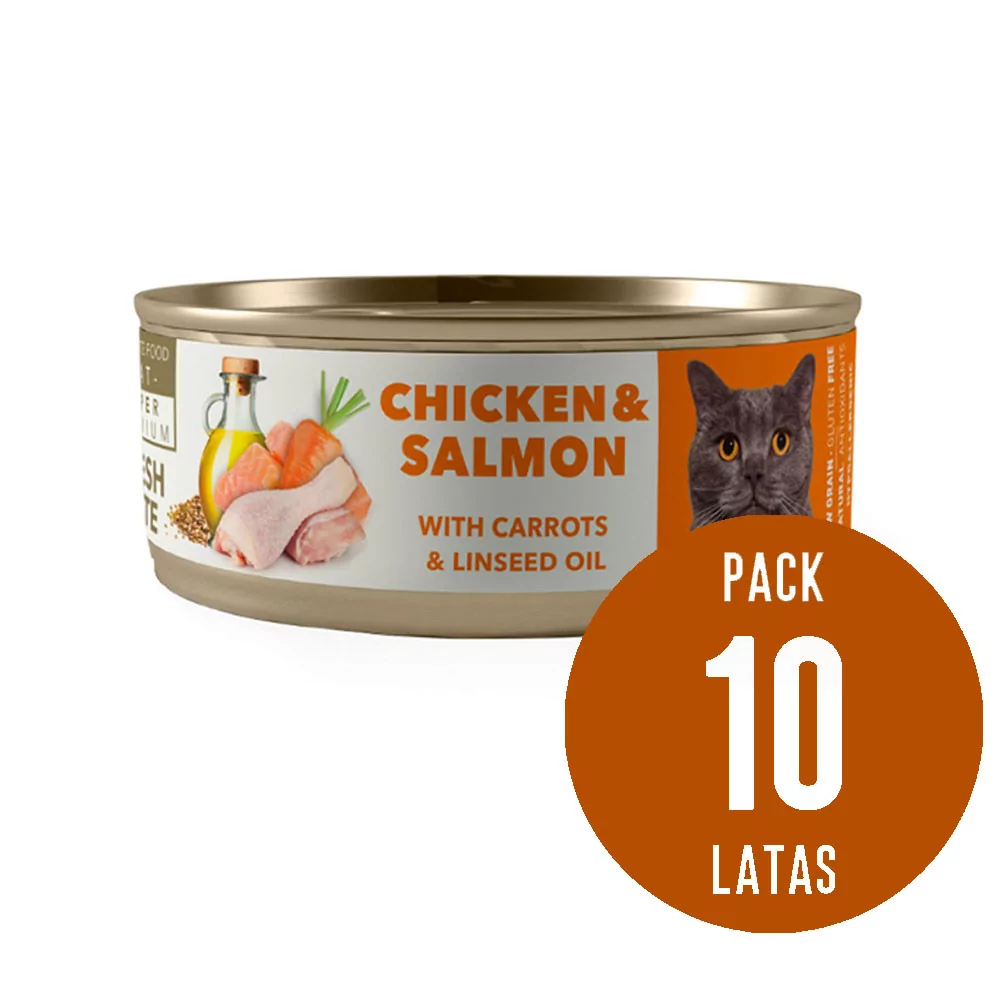 Amity Pollo y Salmón para Gatos Adultos Lata 80gr x10 und Amity - 1