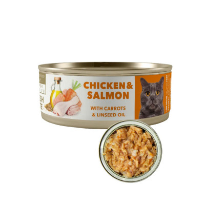 Amity Pollo y Salmón para Gatos Adultos Lata 80gr x10 und Amity - 2