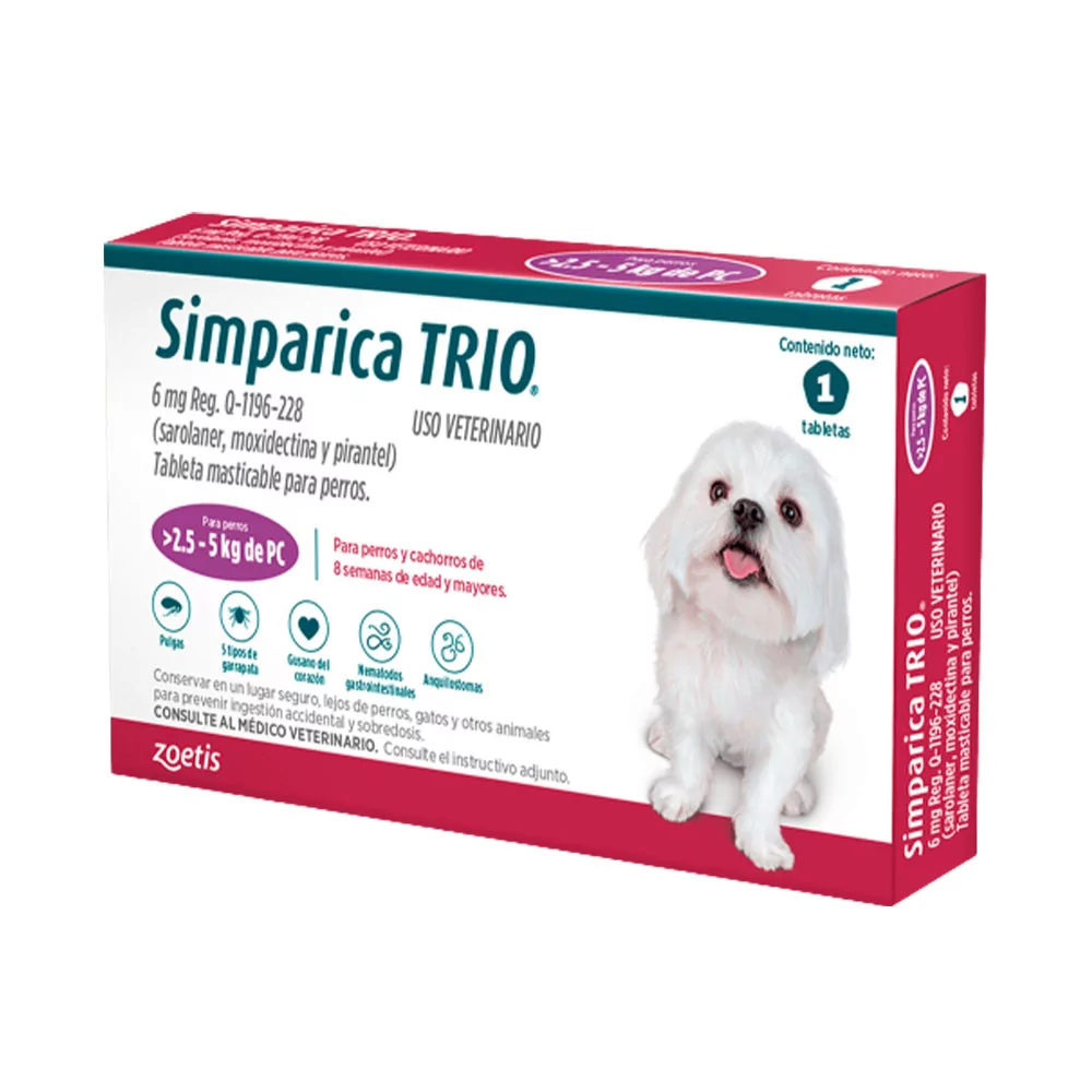 Simparica Trio Antipulgas para perros 2.6 a 5 kg x 1 Tab Simparica - 1