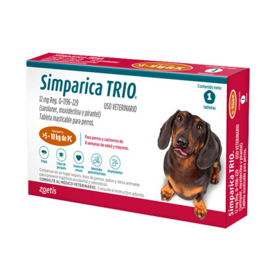 Simparica Trio Antipulgas para perros 5.1 a 10kg x 1 Tab Simparica - 1