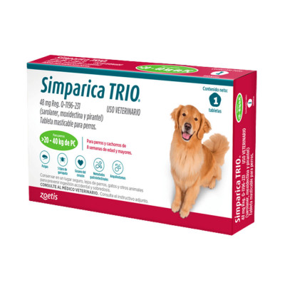 Simparica Trio Antipulgas para perros 20.1 a 40kg x 1 Tab Simparica - 1