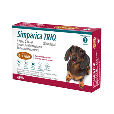 Simparica Trio Antipulgas para perros 5.1 a 10kg x 3 Tab Simparica - 1