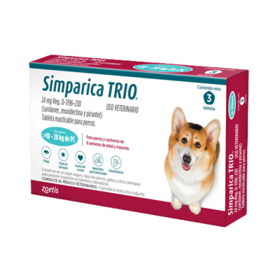 Simparica Trio Antipulgas para perros 10.1 a 20kg x 3 Tab Simparica - 1
