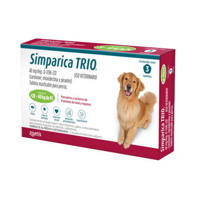 Simparica Trio Antipulgas para perros 20.1 a 40kg x 3 Tab Simparica - 1