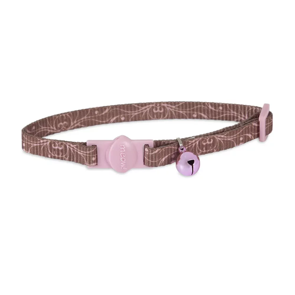Petmate Collar Marrón con Remolinos Rosa para Gatos PETMATE - 1 Petmate Collar Marrón con Remolinos Rosa para Gatos PETMATE - 1