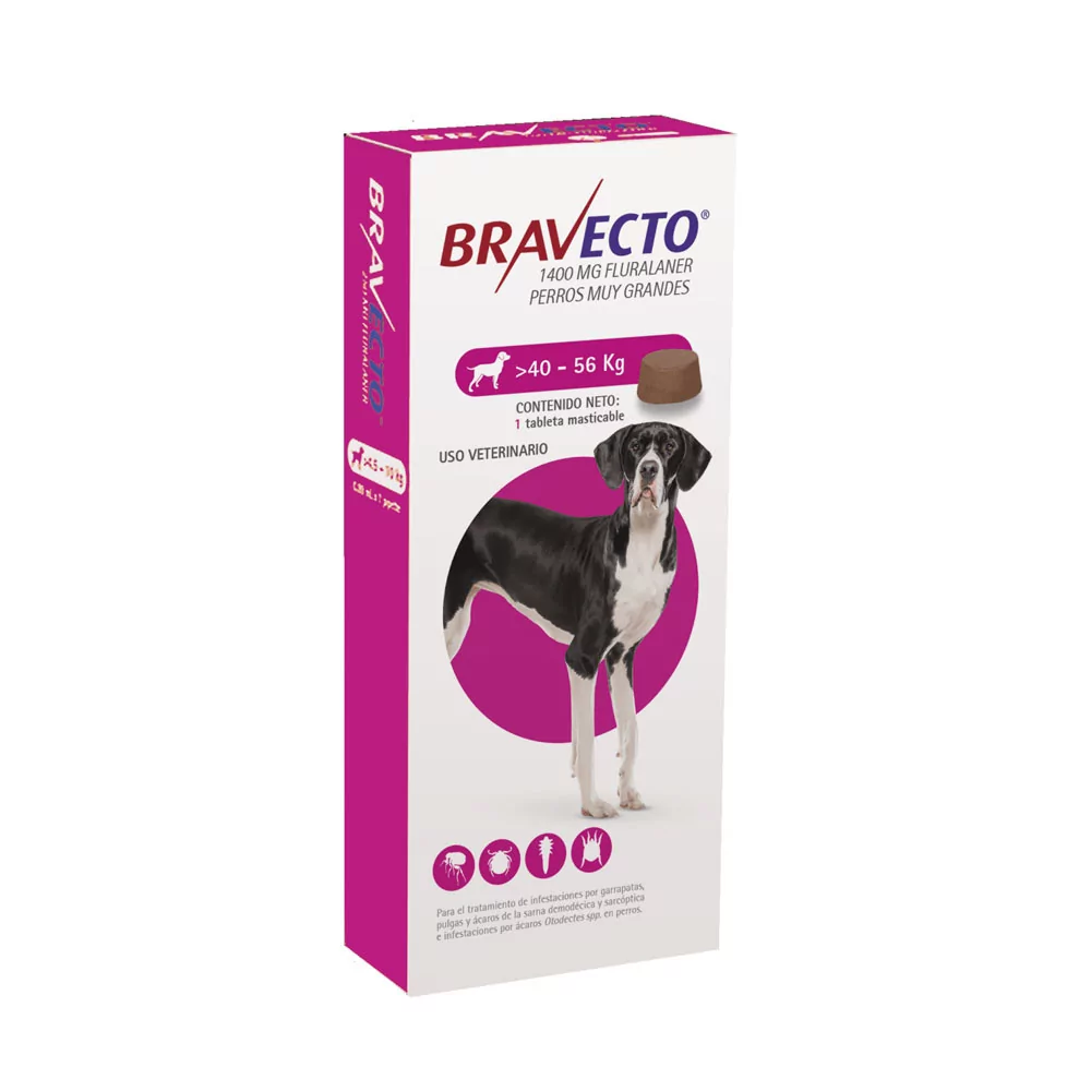 Bravecto Tableta 1400 mg Para Perros 40kg - 56kg Bravecto - 1