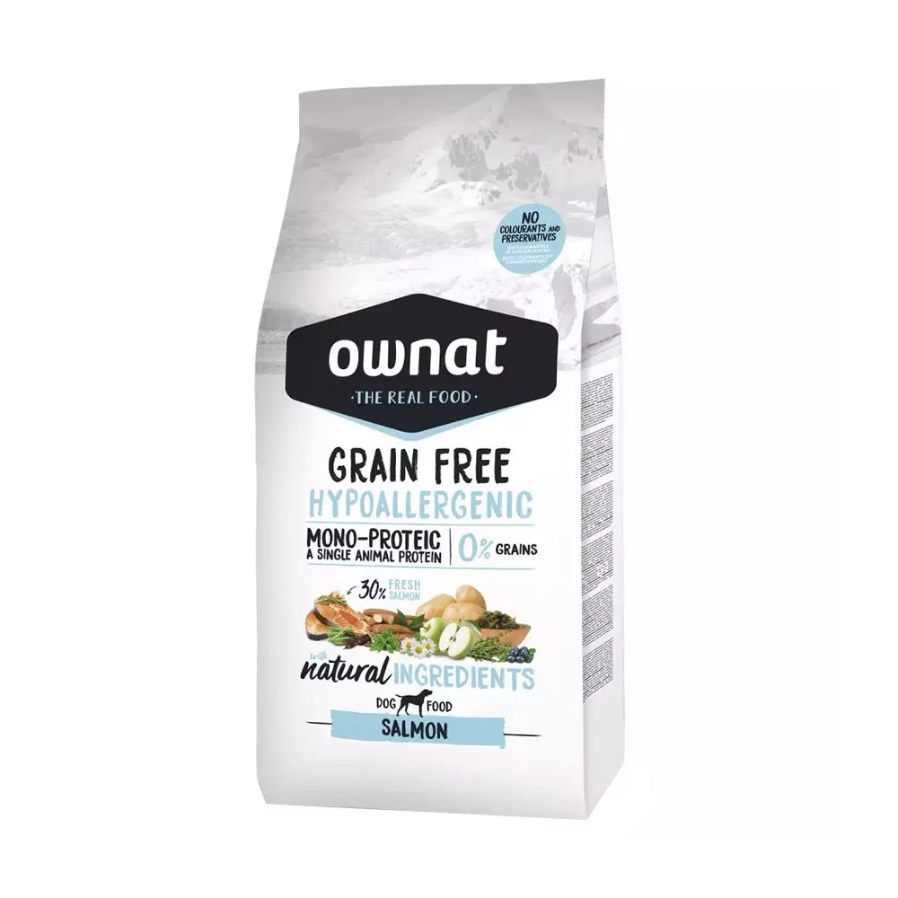 Ownat Libre de Granos Hipoalérgenico Sabor Salmón 12Kg Ownat - 1