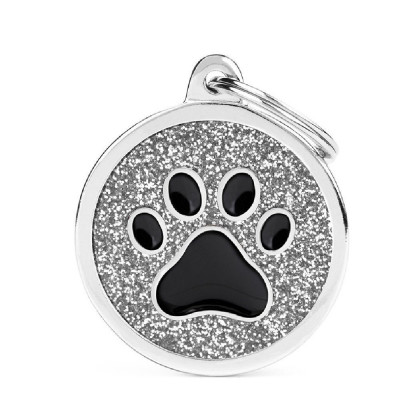 My Family Grey Big Glitter Circle Black Paw My Family - 1