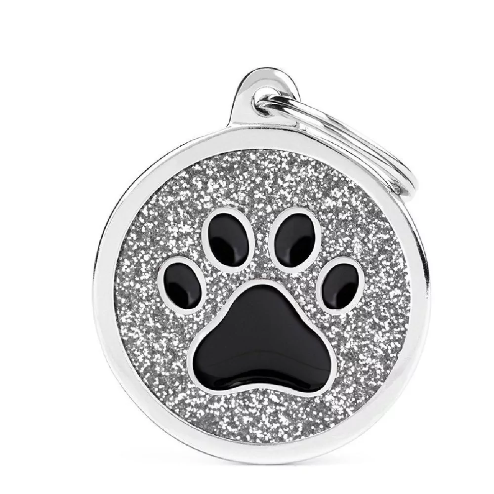 My Family Grey Big Glitter Circle Black Paw My Family - 1