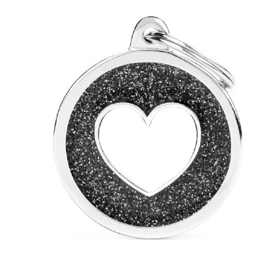 My Family Black Big Glitter Circle White Heart My Family - 1