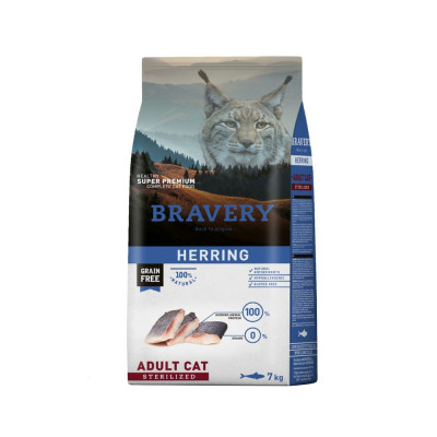 Alimento Bravery Herring Gatos Adultos Esterilizados 7Kg Bravery - 1