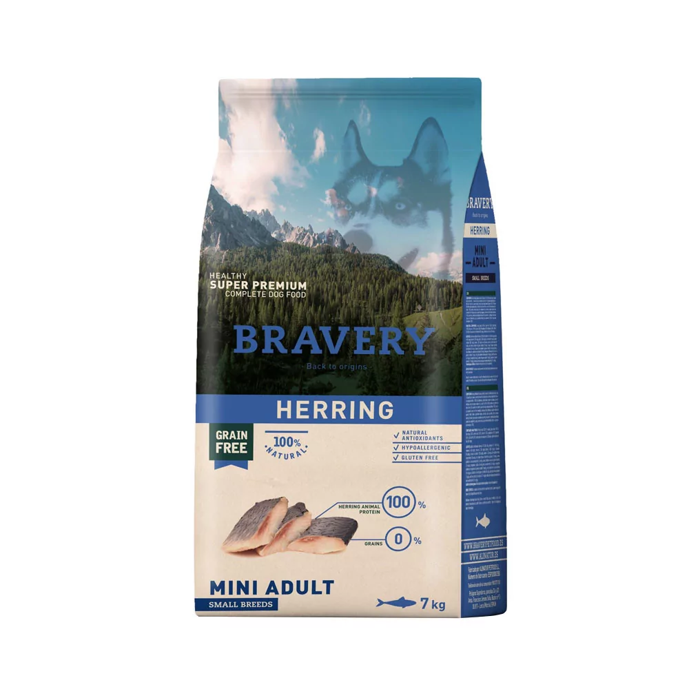 Alimento Bravery Herring Mini Adulto Raza Pequeña 7Kg Bravery - 1