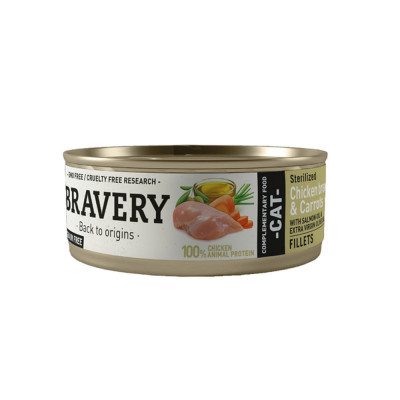 Bravery Pollo y Zanahoria Gatos Esterilizados Lata 70gr Bravery - 1