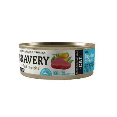 Bravery Lomo de Atún y Guisantes Gato Adulto Lata 70gr Bravery - 1