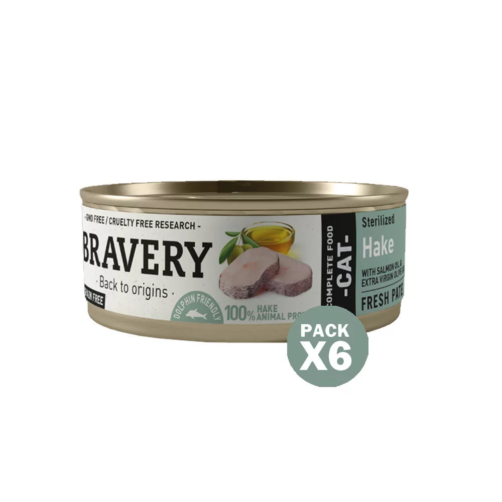Bravery Merluza Gatos Esterilizados Lata 70gr x 6und Bravery - 1
