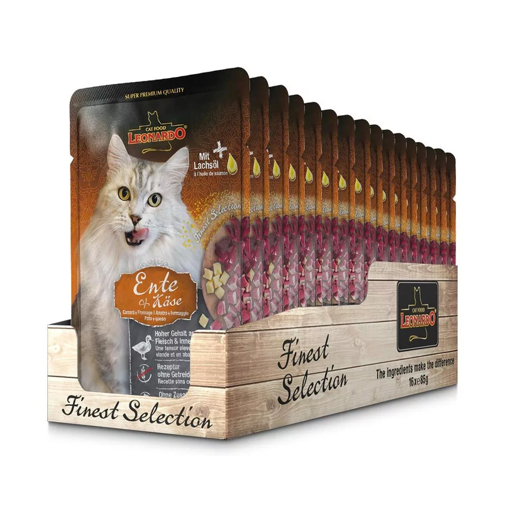 Leonardo para Gatos Adultos Pato y Queso Sobre 85gr x 16und Leonardo - 1