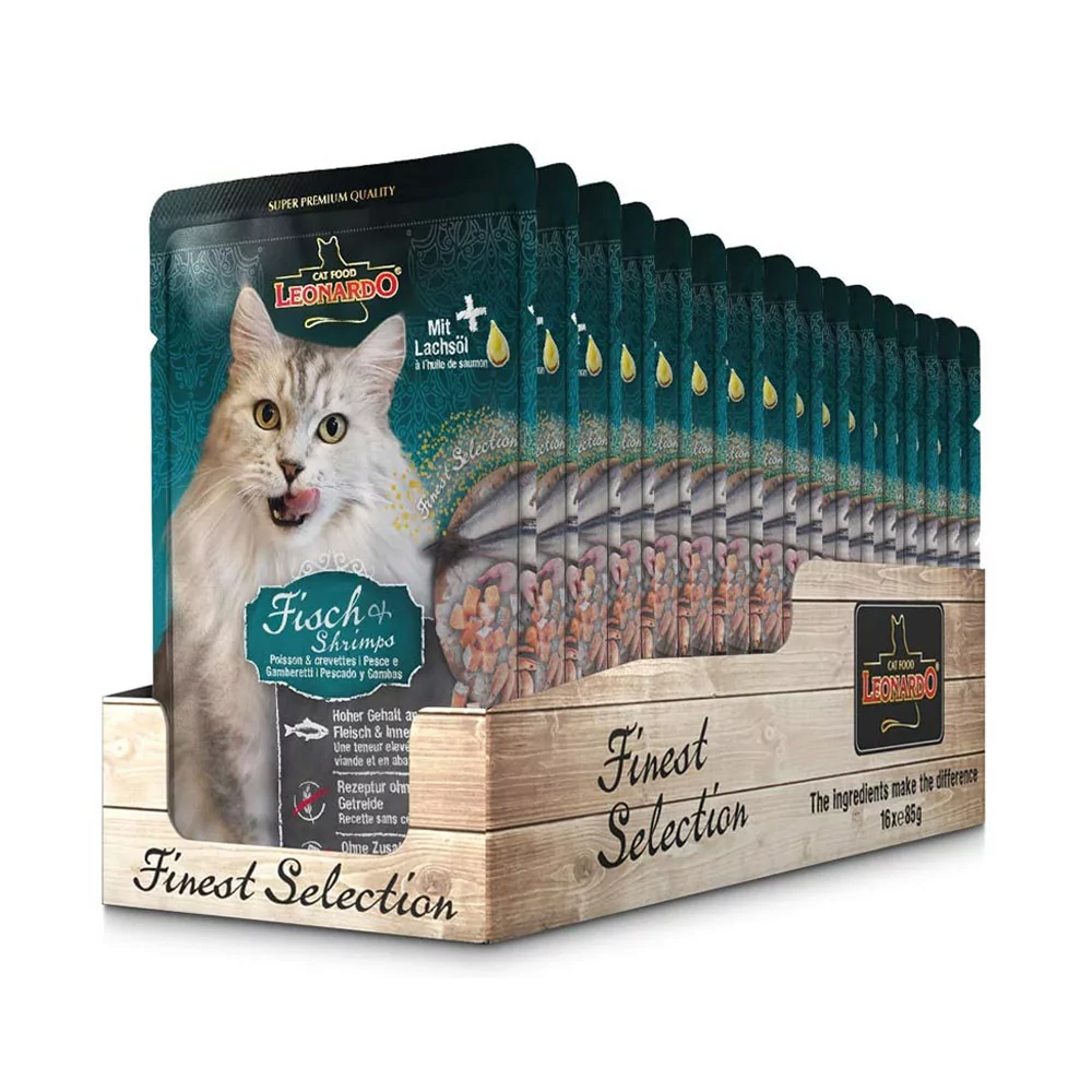 Leonardo para Gatos Adultos Pescado y Camarones 85gr x 16und Leonardo - 1
