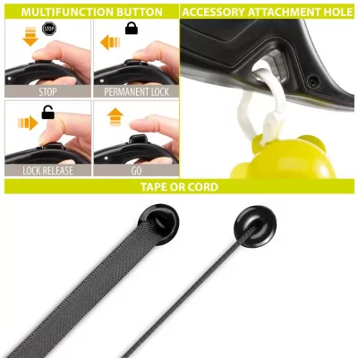 FERPLAST Correa Retráctil Flippy One Talla M Negro