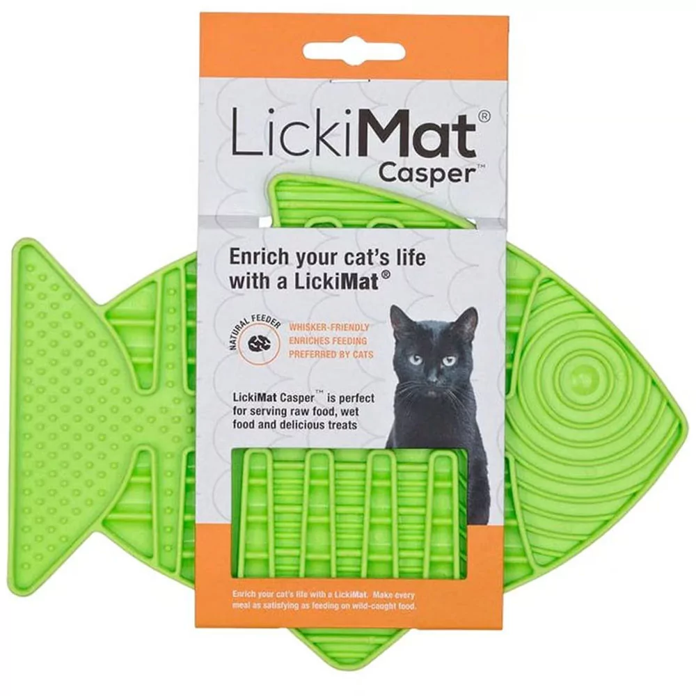 Plato Lickimat Casper Verde Anti Ansiedad para Gatos