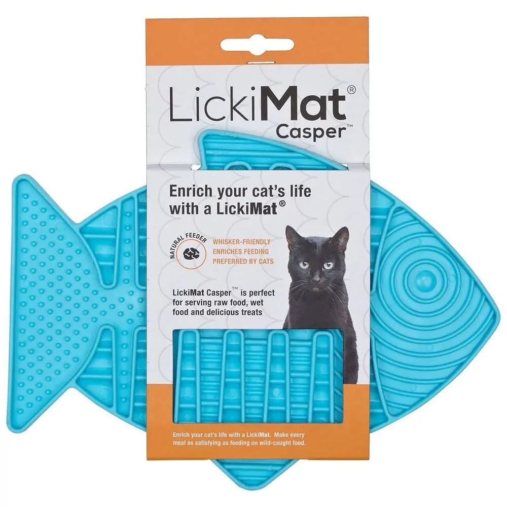 Plato Lickimat Casper Turquesa Anti Ansiedad para Gatos
