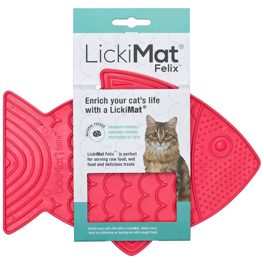 Plato Lickimat Felix Rosado Anti Ansiedad para Gatos