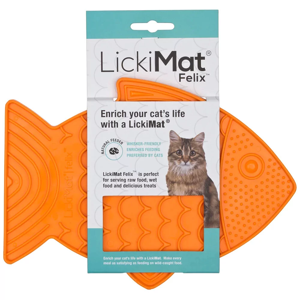 Plato Lickimat Casper Naranja Anti Ansiedad para Gatos