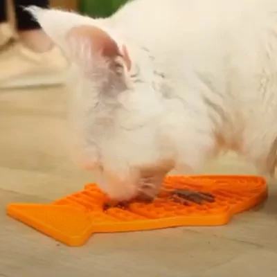 Plato Lickimat Casper Naranja Anti Ansiedad para Gatos