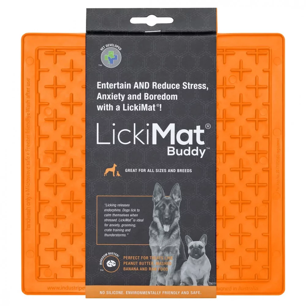 Plato para Perros Anti Ansiedad Lickimat Buddy Naranja Plato para Perros Anti Ansiedad Lickimat Buddy Naranja