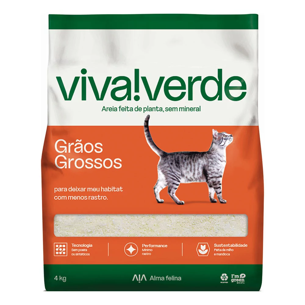 Arena Higiénica para Gatos de Granos Gruesos Viva Verde 4Kg